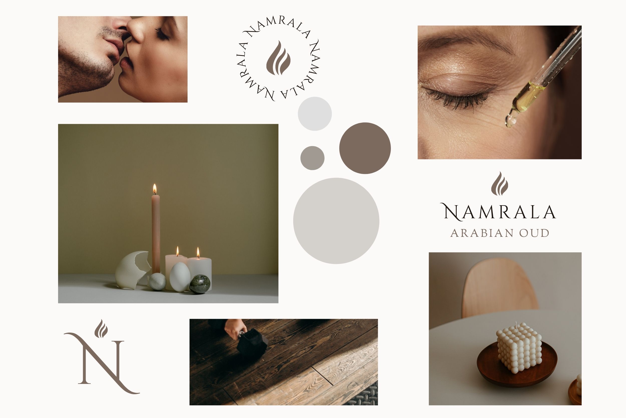 namrala brand identity for clean beauty candles skincare