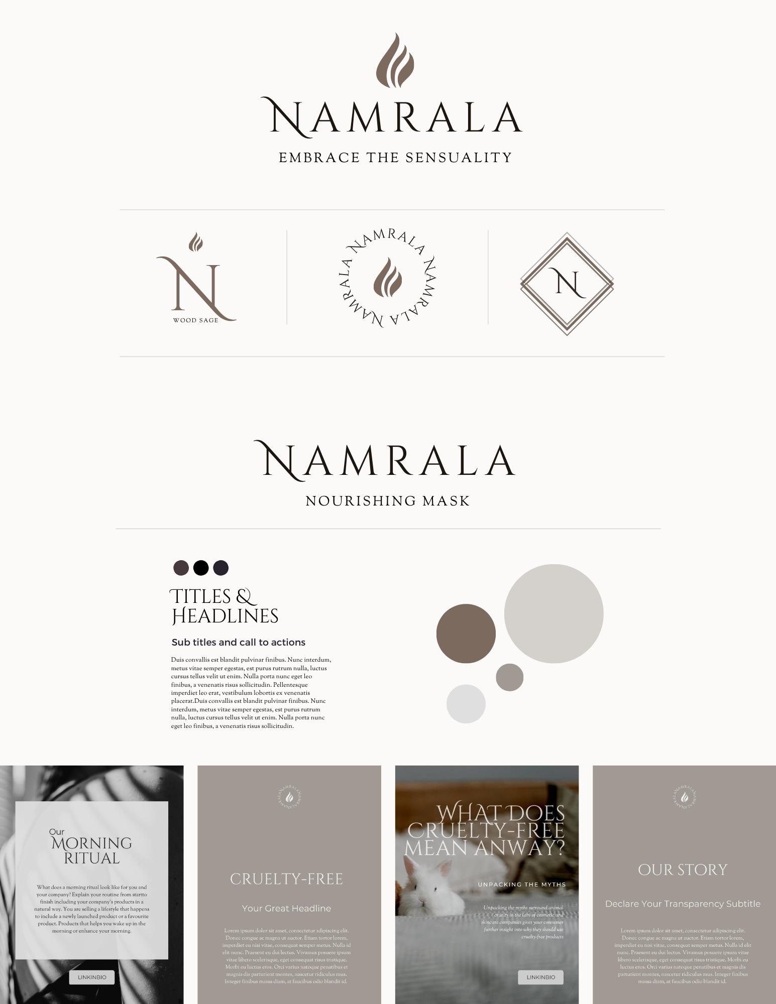 namrala clean beauty skincare candles serum Premade Brand Identity Kits